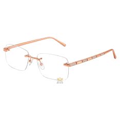Mắt kính vàng hồng Au750 không viền đính kim cương
