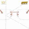 Mắt kính vàng hồng Au750 không viền đính kim cương baguette