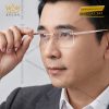 Mắt kính vàng hồng Au750 không viền đính kim cương baguette