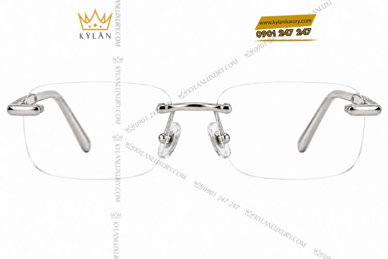 Mắt kính vàng trắng Au750 đính kim cương họa tiết mũi tên