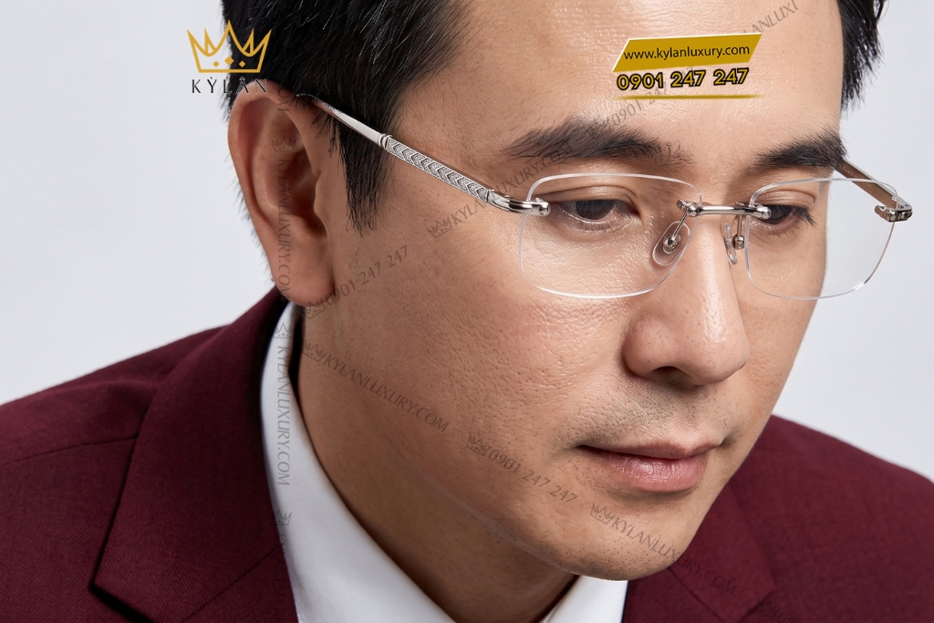 Kỳ Lân Luxury Mat kinh vang trang Au750 dinh kim cuong hoa tiet mui ten 15 Mắt kính vàng trắng Au750 đính kim cương họa tiết mũi tên