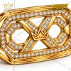 Mặt thắt lưng vàng Au750 đính kim cương logo Kỳ Lân