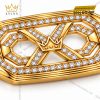 Mặt thắt lưng vàng Au750 đính kim cương logo Kỳ Lân
