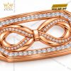 Mặt thắt lưng vàng hồng Au750 đính kim cương