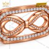 Mặt thắt lưng vàng hồng Au750 đính kim cương