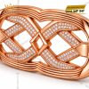 Mặt thắt lưng vàng hồng Au750 đính kim cương họa tiết chữ X