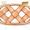 Mặt thắt lưng vàng hồng Au750 đính kim cương họa tiết đan lưới