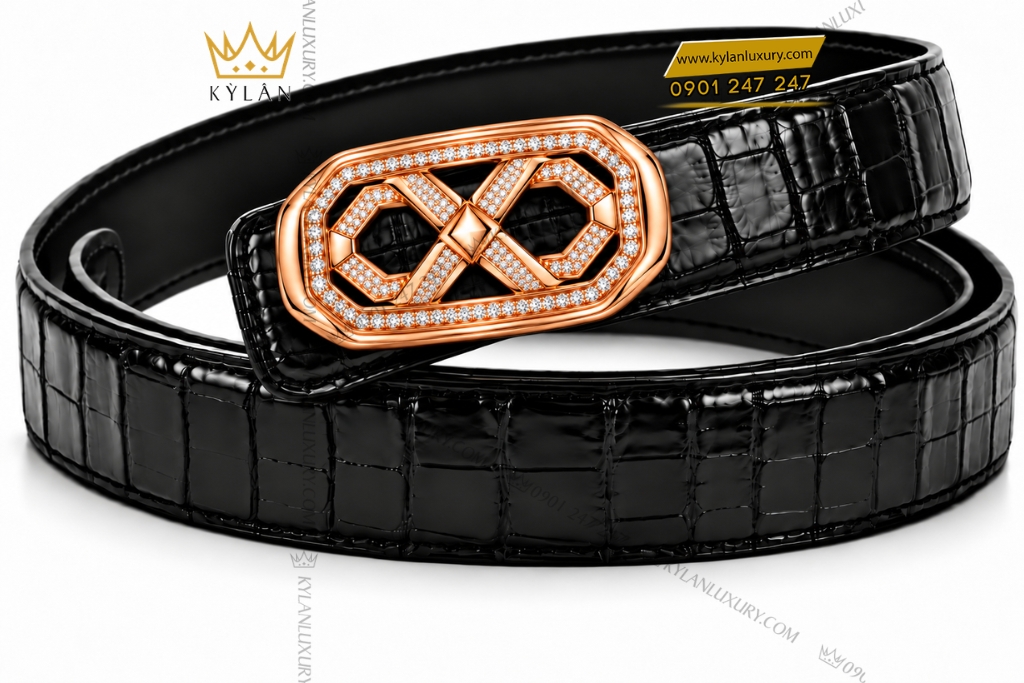 Kỳ Lân Luxury Mat that lung vang hong Au750 dinh kim cuong hoa tiet mat xich bat giac 7 Mặt thắt lưng vàng hồng Au750 đính kim cương họa tiết mắt xích bát giác