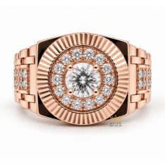 Nhẫn Kỳ Lân Signature vàng hồng Au750 đính viên chủ 6ly3