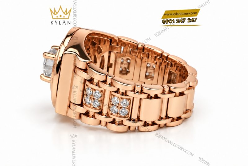 Nhẫn Kỳ Lân Signature vàng hồng Au750 đính viên chủ 6ly3