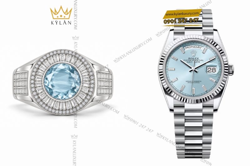 Nhẫn nam vàng Au750 đính đá topaz
