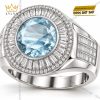 Nhẫn nam vàng Au750 đính đá topaz