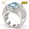 Nhẫn nam vàng Au750 đính đá topaz