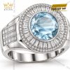 Nhẫn nam vàng Au750 đính đá topaz