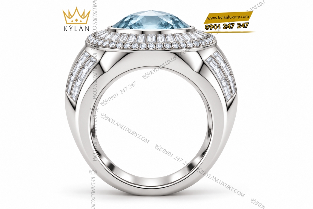 Kỳ Lân Luxury Nhan nam vang Au750 dinh da topaz 6 Nhẫn nam vàng Au750 đính đá topaz