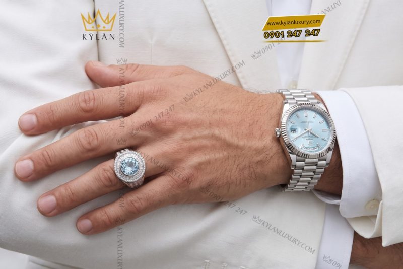Nhẫn nam vàng Au750 đính đá topaz