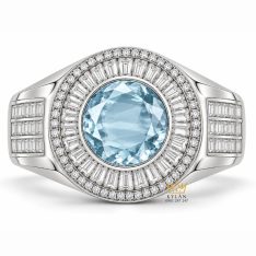 Nhẫn nam vàng Au750 đính đá topaz