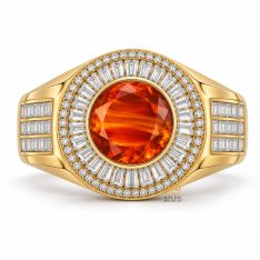Nhẫn nam vàng Au750 đính sapphire cam Nhẫn nam vàng Au750 đính đá sapphire cam