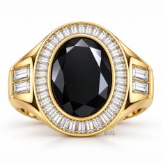 Nhẫn nam vàng Au750 đính sapphire đen Nhẫn nam vàng Au750 đính sapphire đen