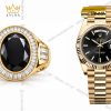 Nhẫn nam vàng Au750 đính sapphire đen