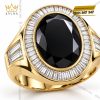 Nhẫn nam vàng Au750 đính sapphire đen