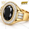 Nhẫn nam vàng Au750 đính sapphire đen
