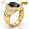 Nhẫn nam vàng Au750 đính sapphire đen