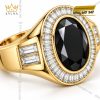 Nhẫn nam vàng Au750 đính sapphire đen