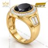 Nhẫn nam vàng Au750 đính sapphire đen