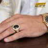 Nhẫn nam vàng Au750 đính sapphire đen