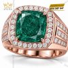 Nhẫn nam vàng hồng Au750 đính ngọc lục bảo