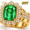 Nhẫn nữ vàng Au750 đính đá ngọc lục bảo