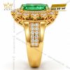 Nhẫn nữ vàng Au750 đính đá ngọc lục bảo