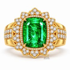 Nhẫn nữ vàng Au750 đính đá ngọc lục bảo