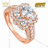 Nhẫn nữ vàng hồng Au750 đính kim cương