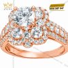 Nhẫn nữ vàng hồng Au750 đính kim cương