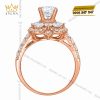 Nhẫn nữ vàng hồng Au750 đính kim cương