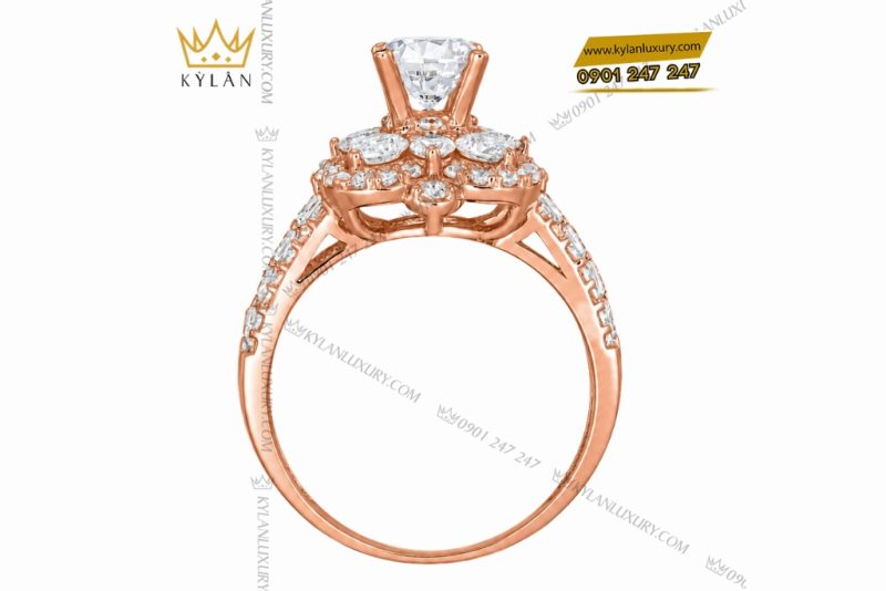 Nhẫn nữ vàng hồng Au750 đính kim cương