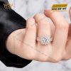 Nhẫn nữ vàng hồng Au750 đính kim cương