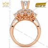 Nhẫn nữ vàng hồng Au750 đính kim cương họa tiết đóa hoa