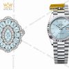 Nhẫn nữ vàng trắng Au750 đính sapphire xanh