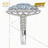 Nhẫn nữ vàng trắng Au750 đính sapphire xanh