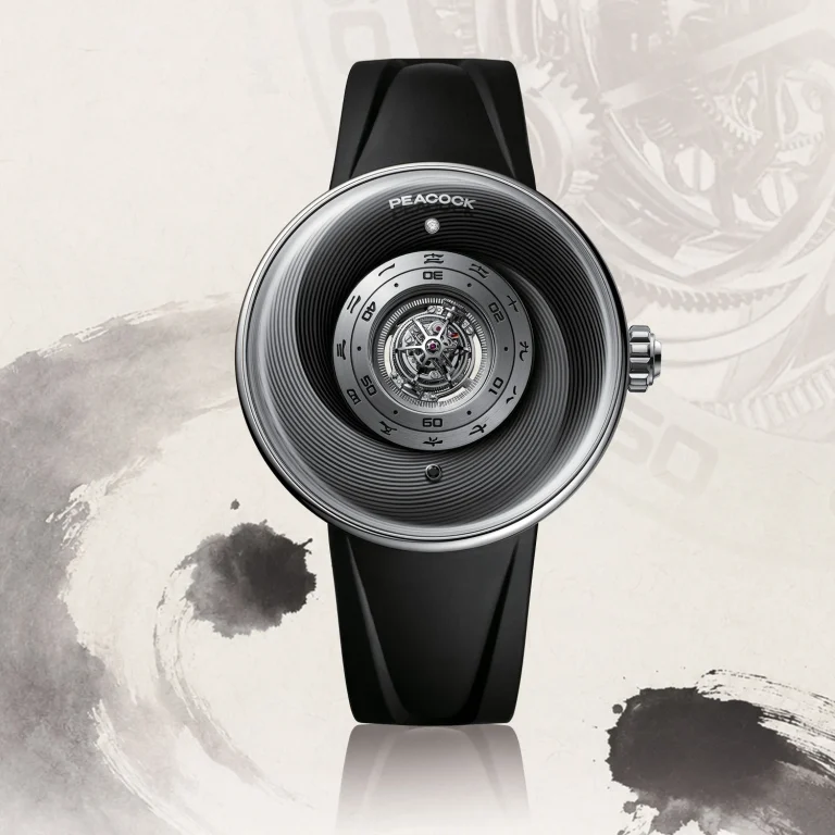 Kỳ Lân Luxury Peacock Tai Chi Curved Guilloche5 Đồng hồ Peacock Tai Chi Curved Guilloche