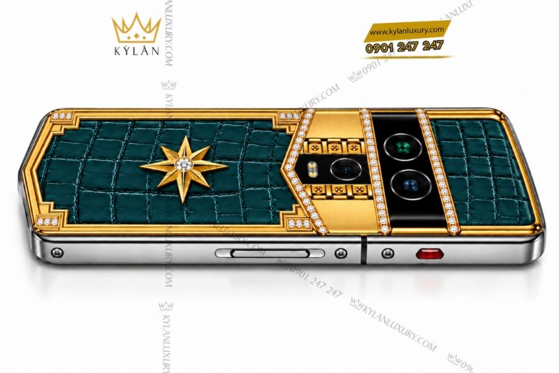 Vertu Agent Q custom vàng Au750 đính kim cương