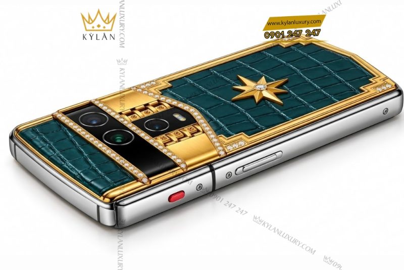 Vertu Agent Q custom vàng Au750 đính kim cương