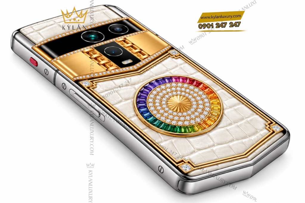 Vertu Agent Q custom vàng Au750 đính kim cương và đá quý 3 Vertu Agent Q custom vàng Au750 đính kim cương và đá quý
