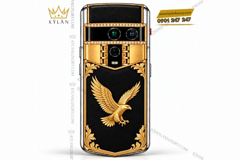 Vertu Agent Q custom vàng Au750 đính kim cương – Chim Đại Bàng