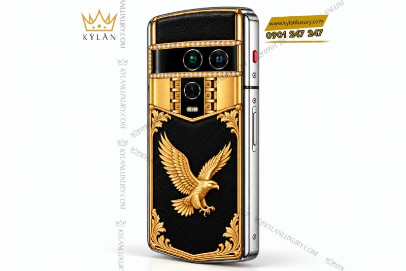 Vertu Agent Q custom vàng Au750 đính kim cương – Chim Đại Bàng