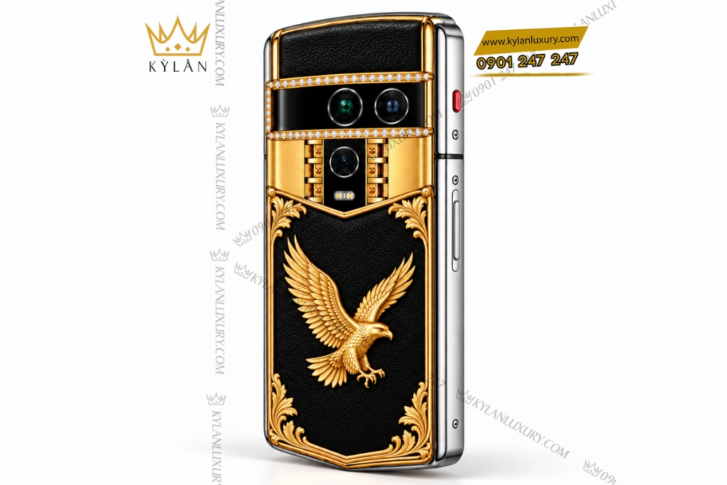 Vertu Agent Q custom vàng Au750 đính kim cương – Chim Đại Bàng 5 Vertu Agent Q custom vàng Au750 đính kim cương – Chim Đại Bàng