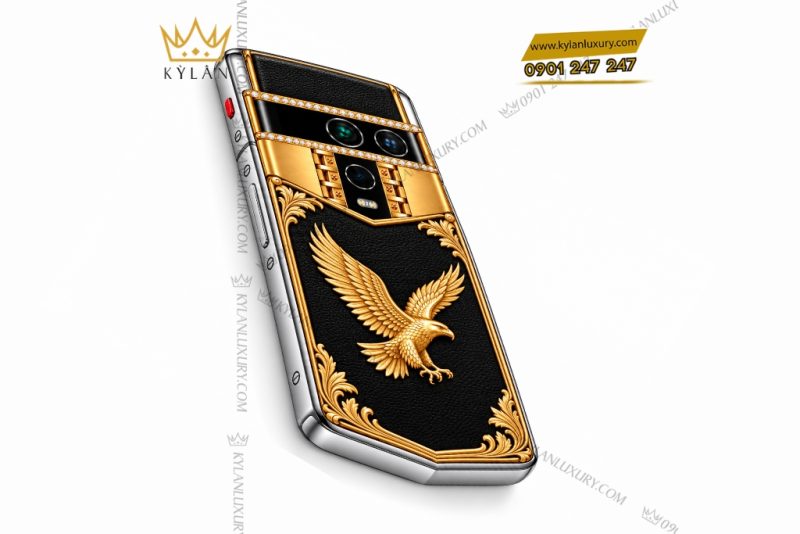 Vertu Agent Q custom vàng Au750 đính kim cương – Chim Đại Bàng
